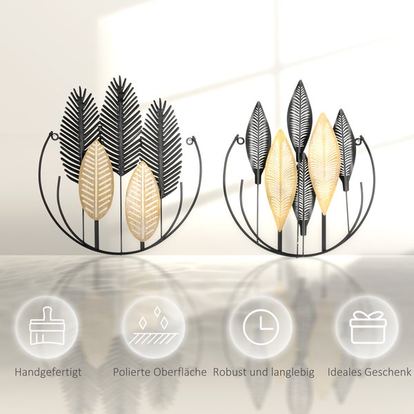 HOMCOM 2-Set 3D-Wandbild, 40 x 46 cm, Eisen, Schwarz