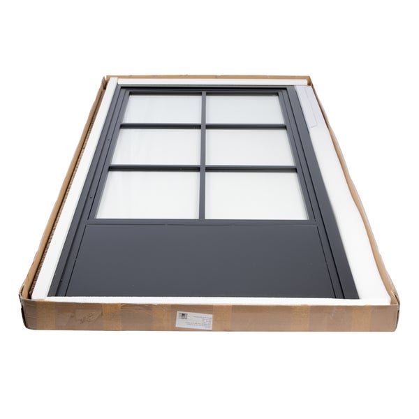 Loft Glastür 830x2115mm Klarglas DIN Rechts Komplettset 6 Felder Kickplatte mit Beschlag Griffstange und Zarge