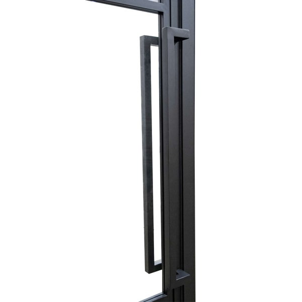 Loft Glastür 709x1972mm satiniert Komplettset mit Beschlag DIN Links - Griffstange und Zarge