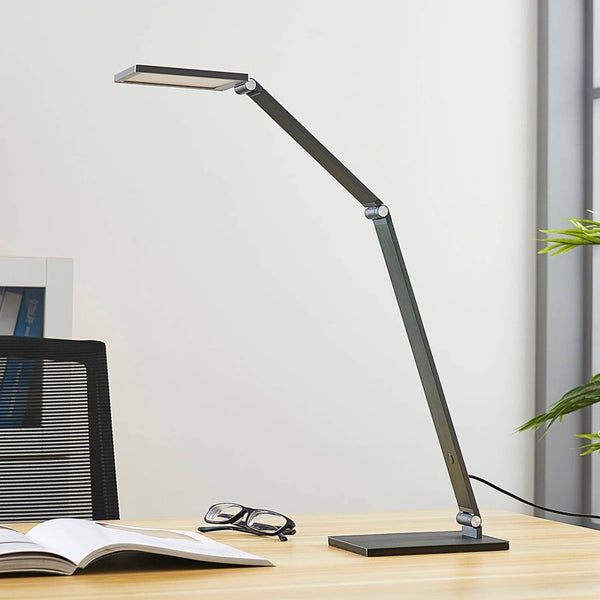 Lucande LED Tischlampe Mion dimmbar (Modern) in Alu aus Aluminium (1 flammig, ) - Tischleuchte Schreibtischlampe Nachttischlampe Arbeitszimmerleuchte