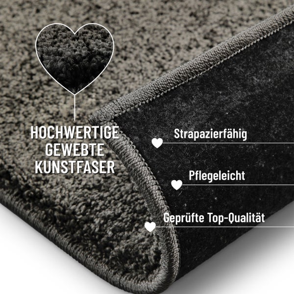 Nahaufnahme eines Teppichs aus hochwertiger gewebter Kunstfaser, strapazierfähig, pflegeleicht und geprüfte Top-Qualität.