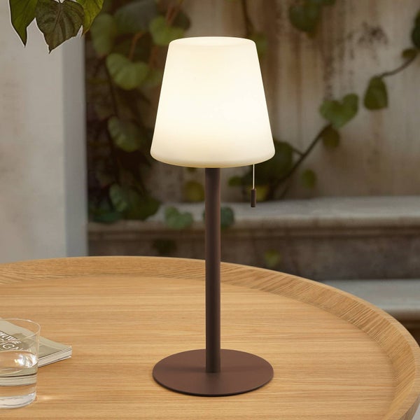 Lindby LED Akkutischlampe höhenverstellbar, Lichtfarbe 3-stufig einstellbar Akku Tischlampe kabellos aufladbare tragbare Tischleuchte Garten IP44