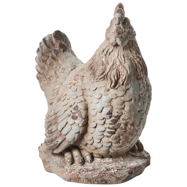 Gartenfigur Huhn sitzend aus Magnesia in Steinoptik.