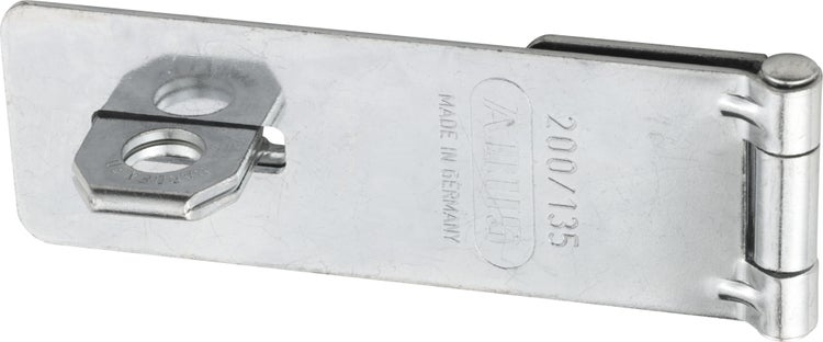 ABUS Überfalle Modell 200/135 aus gehärtetem Stahl mit Scharnier für Vorhängeschlösser.