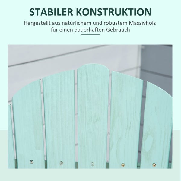 Outsunny Adirondack-Gartenstuhl Outdoor Gartenmöbel mit Fußstütze klappbar Gartenliege Kiefernholz Grün 78 x 140 x 94 cm