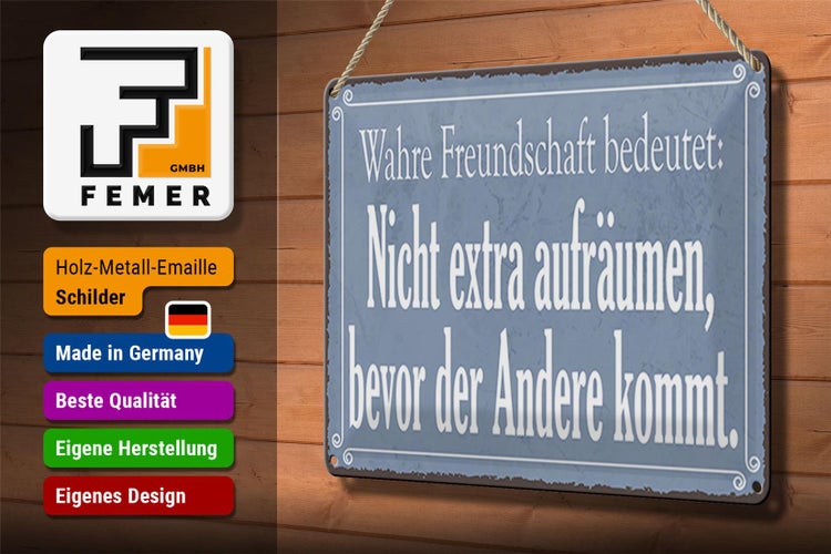 Blechschild Spruch 30x20cm wahre Freundschaft bedeutet