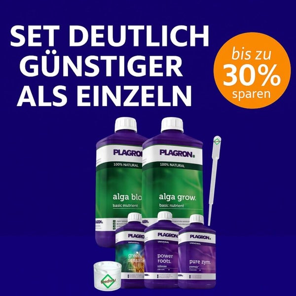 Plagron Düngerset mit Alga Blo, Alga Grow, Power Roots und Pure Zym