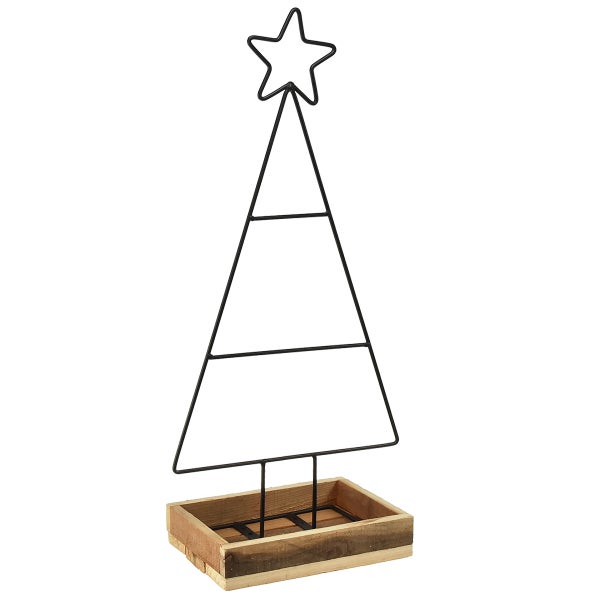 Dekoration Weihnachtsbaum aus Metall mit Holzfuß