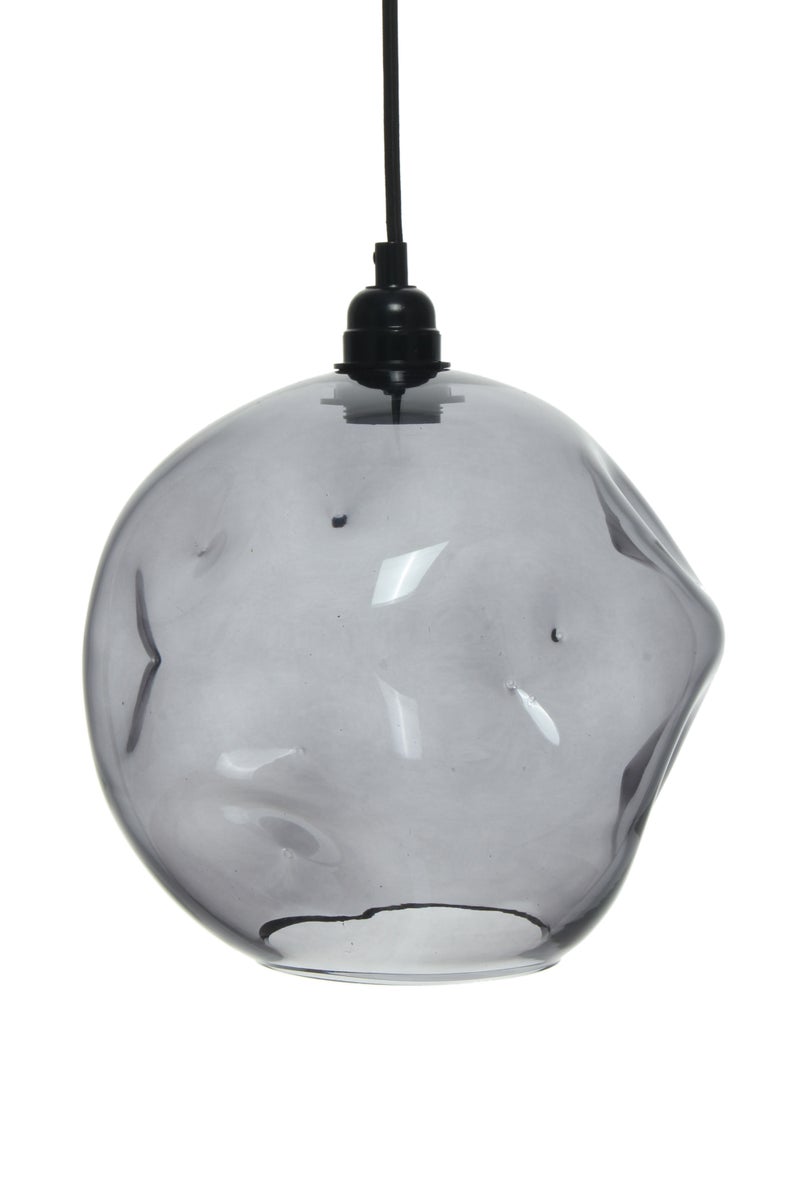 Glas Lampe Grau, Hängelampe Organisch Rund 32 cm | Wohnzimmer Esszimmer Leuchte