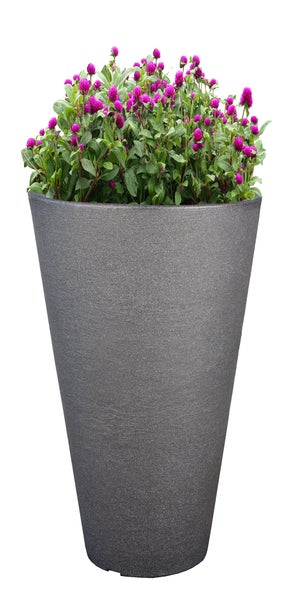 BigDean Pflanzkübel in Stein-Optik - 70 x 40 cm - 50 Liter - hoher Blumenkübel in Anthrazit - konisch - für Innen & Außen - frostsicher & wasserdicht