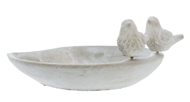 FRANK FLECHTWAREN | Vogeltränke Piepmatz, STEIN, 24 x 20 x 5 cm, GH 10 cm