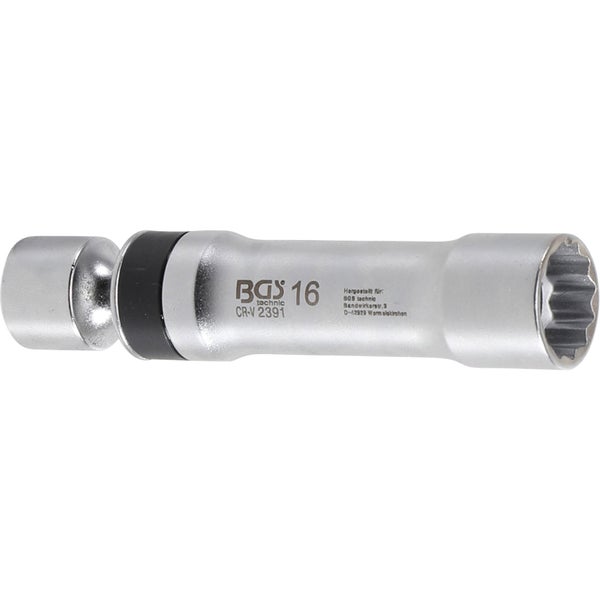 BGS Zündkerzen-Gelenkeinsatz Zwölfkant mit Haltefeder Antrieb Innenvierkant 10 mm (3/8) SW 16 mm - 2391