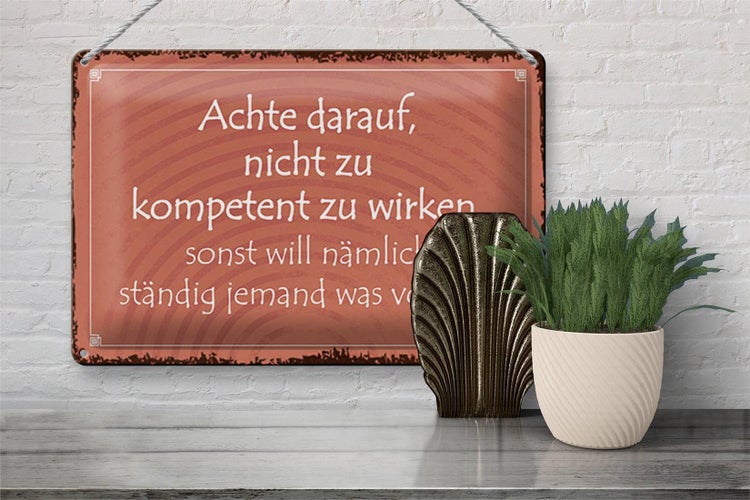 Blechschild Spruch 30x20cm kompetent ständig will jemand