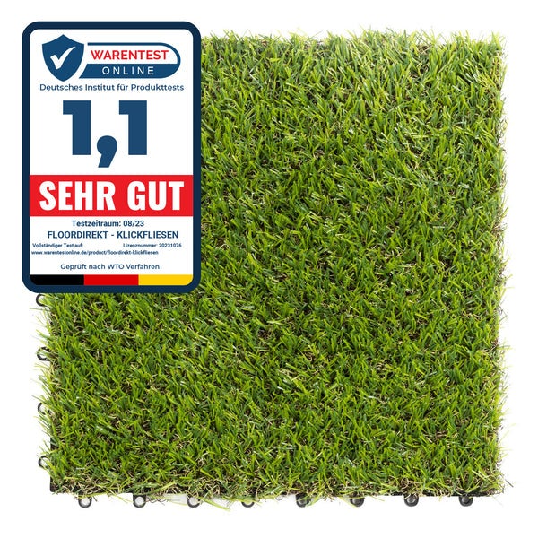 FLOORDIREKT Klickfliese Gras-Design - Wetterbeständige Terrassenfliese - 30 x 30 cm