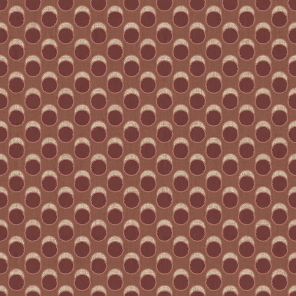 Strukturierte Tapete mit einem sich wiederholenden geometrischen Muster aus kreisförmigen Formen im Retro-Design.