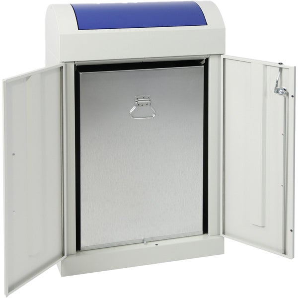 Wertstoffsammler mit zwei offenen Türen und Metalleinsatz