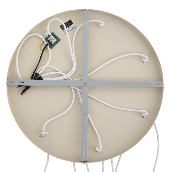 Rückansicht einer Deckenleuchte mit Kabeln und Montagevorrichtung