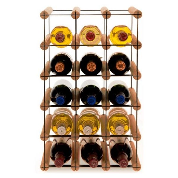 PROREGAL Modulares Weinregal Vinotega Mod Metal HxBxT 52,5 x 32,5 x 24,5 cm 3 x 5 Flaschen Massives Kiefernholz Braun Geölt