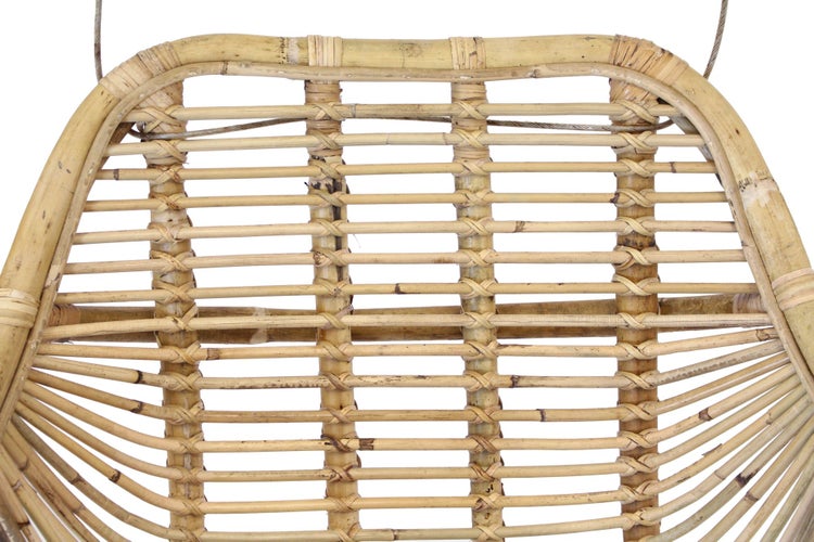 FRANK FLECHTWAREN | Korbhängesessel Rattan, RATTAN, 64 x 54 x 47 cm, GH 180 cm, Kissen 40 x 48 cm, nur für den Innenbereich geeignet