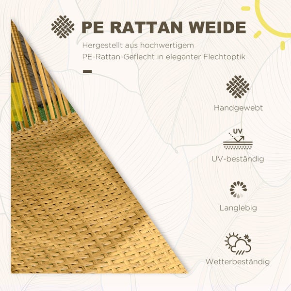 Outsunny Rattansessel, Rattan Korbsessel mit dickem Sitzkissen in Eiform, 120 kg belastbar, 89L x 75B x 143H cm, Stahl, PE Rattan, Sand