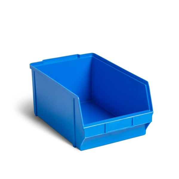 PROREGAL Schrägbodenregal MAXIMUS mit 20x Sichtlagerboxen à 15,3L Fachlast 130kg Grundregal HxBxT 160x125x40cm 4 Ebenen Lichtblau/Lichtgrau