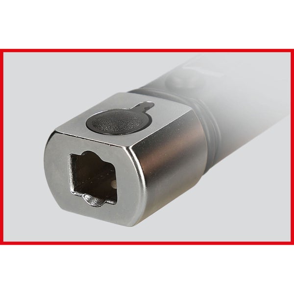 Drehmomentschlüssel mit einer Länge von 335 mm, einem Drehmomentbereich von 10 bis 50 Newtonmeter und einem Stift 9 mal 12 Millimeter