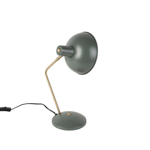 Graue Schreibtischleuchte mit goldenem Arm