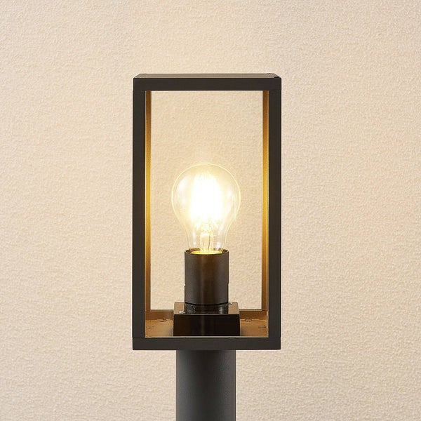 Lindby Außenleuchte Filimon (spritzwassergeschützt (Modern) in Schwarz aus Aluminium (1 flammig, E27) - Wegeleuchte Pollerleuchte Wegelampe Sockelleuchte