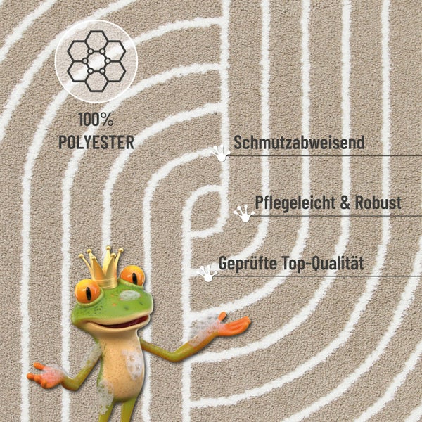 Badteppich Beige Weiß Hilda WECONhome Basics 80x150 cm