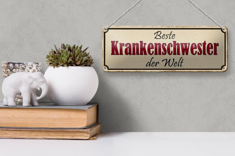 Blechschild Spruch 27x10cm beste Krankenschwester der Welt Dekoration