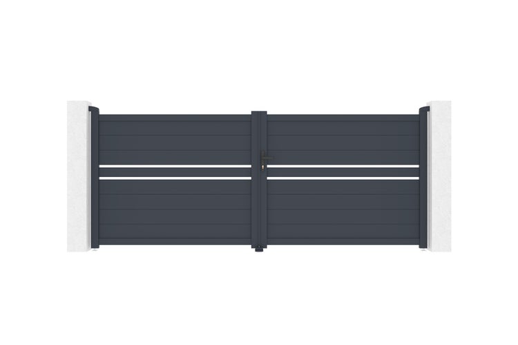 Flügeltor 3,5 m CIMONE H.140 graues Aluminium