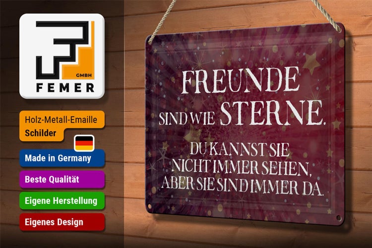 Blechschild Spruch 30x20cm Freunde sind wie Sterne Schild