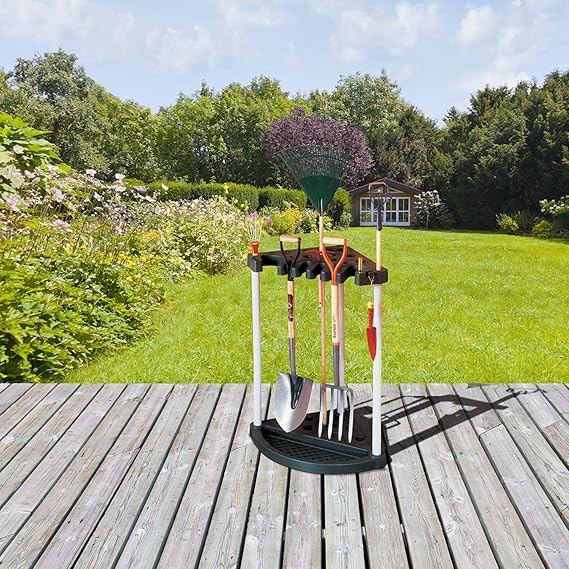 PROREGAL Gartenwerkzeughalteraus robustem Kunststoff in Schwarz/Grau Maße: 73 x 37,5 x 37,5 cm
