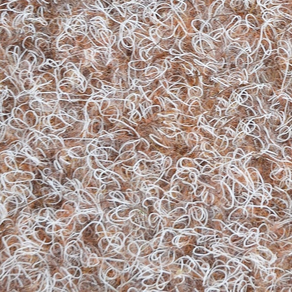 Detailansicht einer Teppichoberfläche mit Schlingenstruktur aus Kunststofffasern.