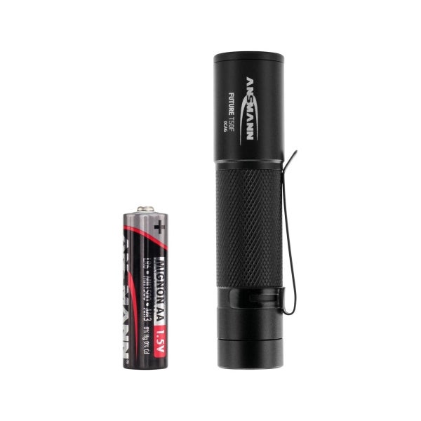 Ansmann Professionelle LED-Taschenlampe mit stufenloser Fokussierung inklusive Alkaline Mignon AA Batterie und abnehmbarem Gürtelclip
