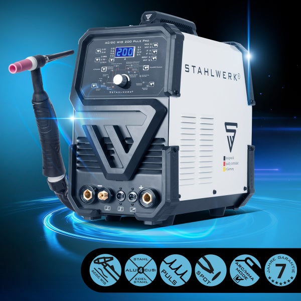 STAHLWERK Digitales Schweißgerät AC/DC WIG 200 Puls Pro IGBT Inverter 200A