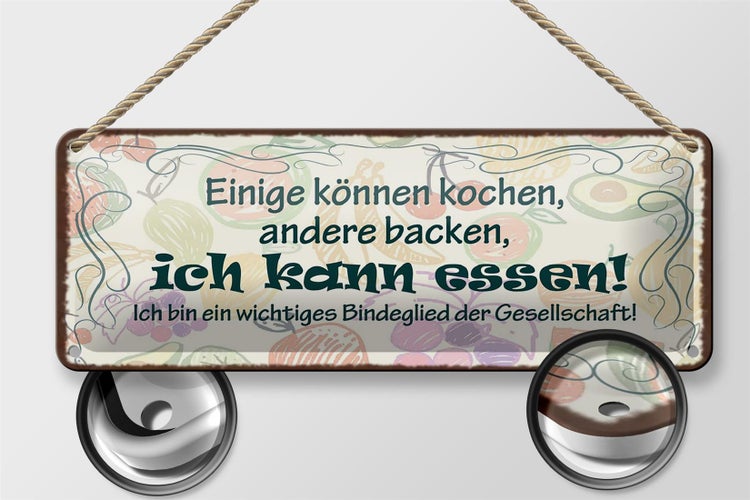 Blechschild Spruch 27x10cm einige können kochen backen ich Dekoration