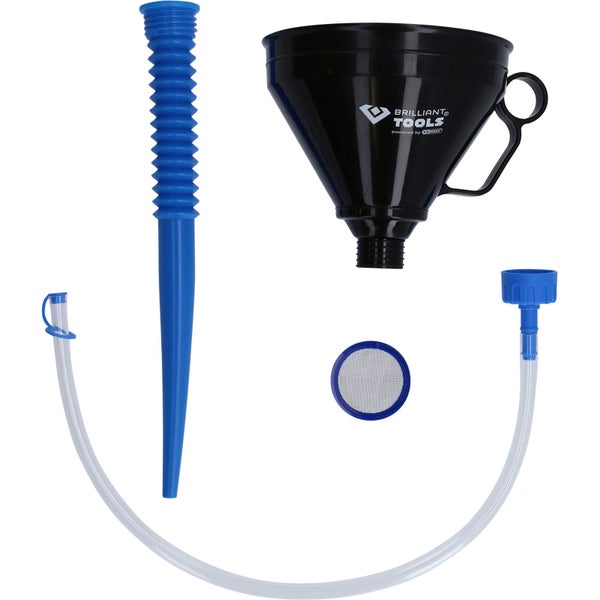 Brilliant Tools Trichterset mit flexiblem Auslauf, Sieb und Schlauch