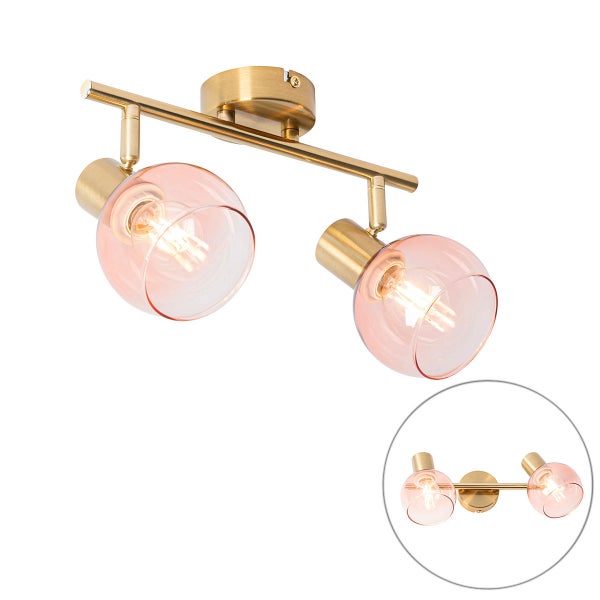 Smarter Spotstrahler gold mit rosa Glas inkl. 2 Wifi P45 - Vidro