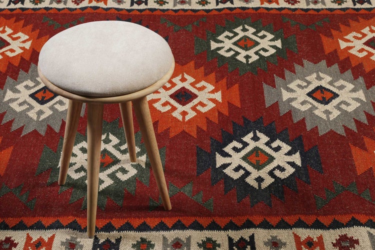 Kelim Teppich Rot aus Wolle Blancard Green Looop 240x340 cm
