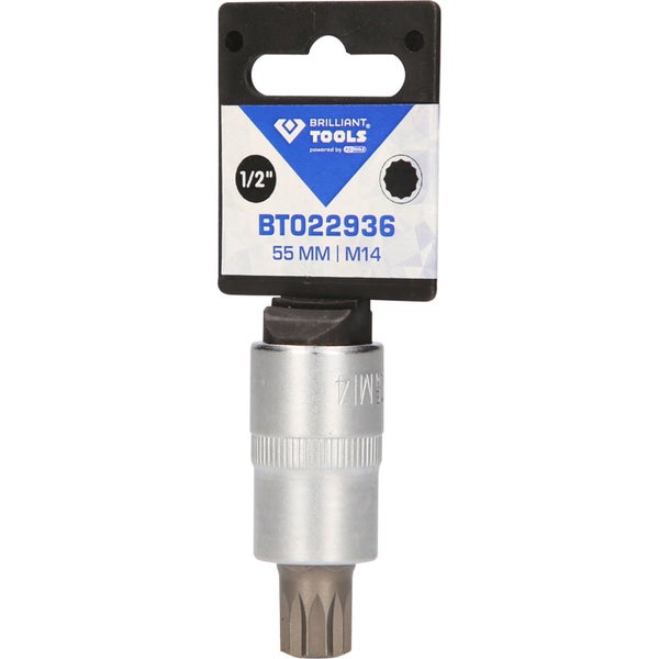 BRILLIANT TOOLS 1/2 Vielzahn-Bit-Stecknuss 55 mm lang M14 - BT022936