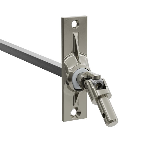 Geiger Gelenklager 45°- G024 | Grundplatte 22 x 85 mm | Kurbelzapfen 9,9 mm | 8 mm Vierkant - Länge 300 mm