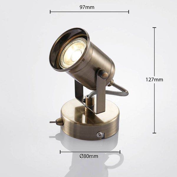 Lindby Strahler Anze (Vintage, Industriell) in Gold / Messing aus Metall (1 flammig GU10) - Deckenlampe Deckenleuchte Lampe Spot Wohnzimmerleuchte