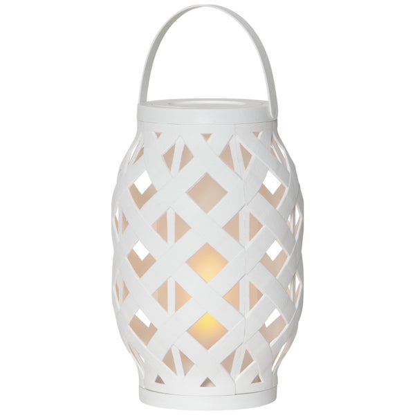 Dekorative weiße LED-Laterne mit Tragegriff, Timerfunktion und Batteriebetrieb für den Innen- und Außenbereich