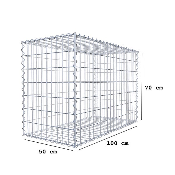 Gabione 100 cm x 70 cm x 50 cm (L x H x T), Maschenweite 5 cm x 10 cm, Spirale