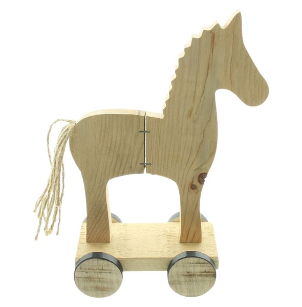 FRANK FLECHTWAREN | Figur Nostalgisches Pferdchen, 18 x 27 cm, HOLZ, HANF