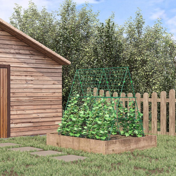 Outsunny Rankgitter aus Metall zum Stecken rostfrei Rankhilfe für Kletterpflanzen Gurken Spalier 180x100x180cm Rosenbogen Garten Spalier für Tomaten, Gemüse Blumen Kletterpflanzen Grün