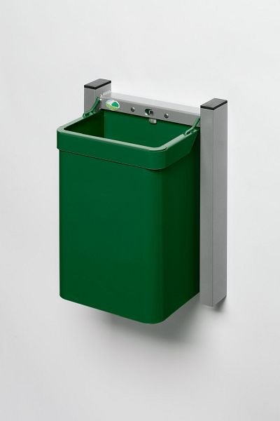 PROREGAL Robuster Abfallsammler 1 Fach Mit Wandhalterung 15 Liter HxBxT 42,5 x 31 x 23 cm Verzinkter Stahl Grün