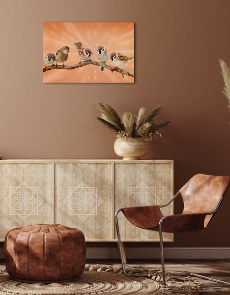 Leinwandbild, Canvasmaterial, Handmade in Deutschland, Wandbild, bedruckt, Vögel auf Ast_ CCS00403 in 60x40cm