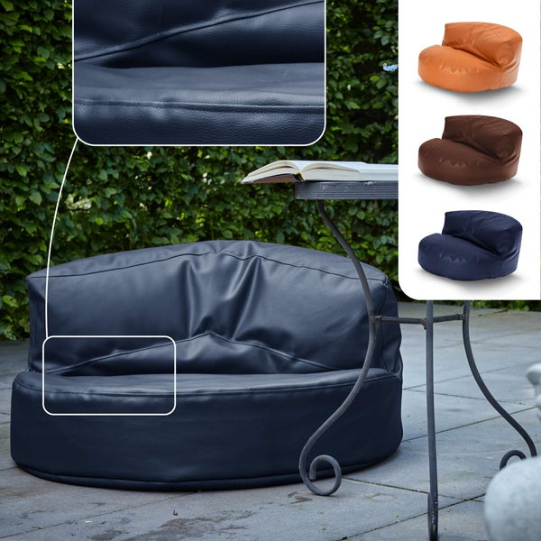Green Bean Sitzsack Sofa aus Kunstleder mit EPS Perlen Füllung - Lounge im Sitzsack-Design 90 x 50 cm mit ergonomischer Rückenlehne - Dunkelblau